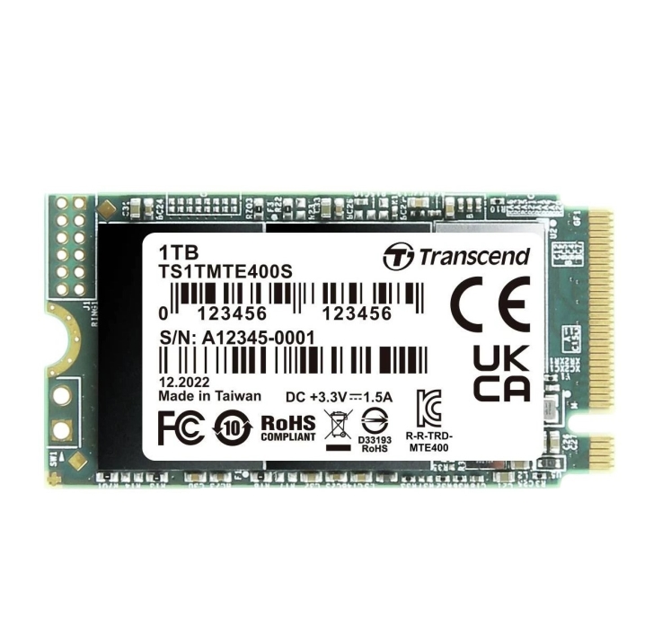 Transcend 1TB, M.2 2242, PCIe Gen3x4, NVMe, 3D TLC, DRAM-less