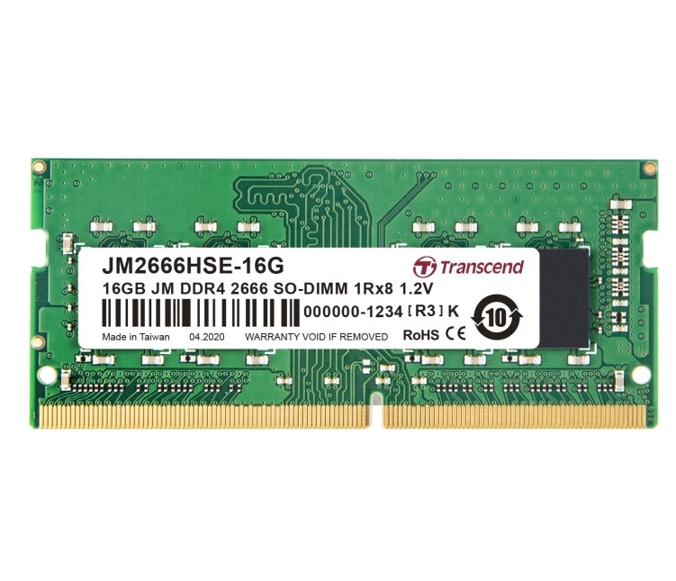 Transcend 16GB JM DDR4 2666Mhz SO-DIMM 1Rx8 2Gx8 CL19 1.2V