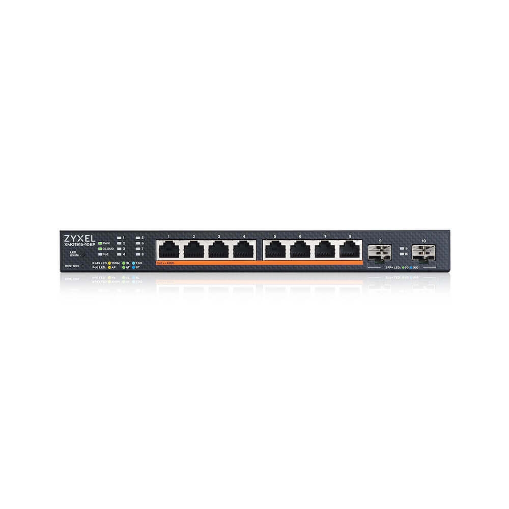 ZyXEL XMG1915-10EP, 8-port 2.5GbE, 2 SFP+, 8 x PoE++ 130W Smart Switch, hybird mode, standalone or NebulaFlex Cloud
