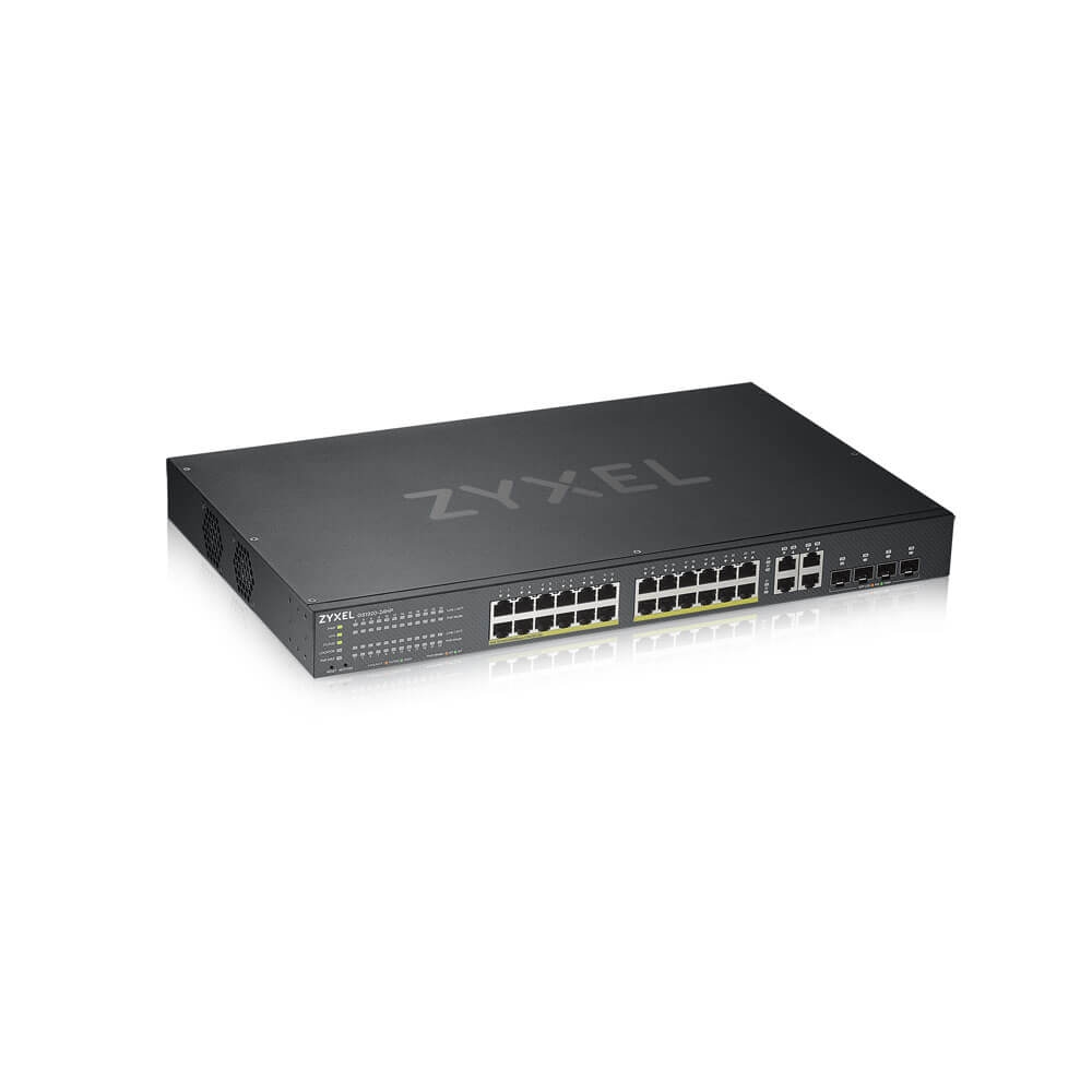ZyXEL GS1920-24HPv2, 28 Port Smart Managed Switch 24x Gigabit Copper and 4x Gigabit dual pers., hybird mode, standalone or NebulaFlex Cloud