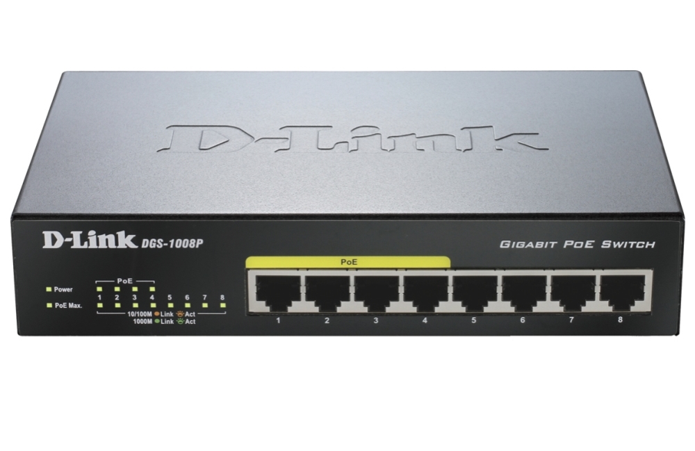 D-Link 8-port 10/100/1000 Desktop Switch w/ 4 PoE Ports