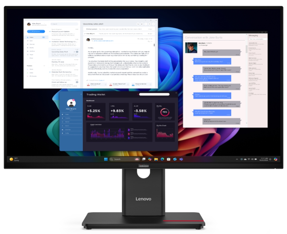 Lenovo ThinkVision T27ud-40 27" IPS WLED, 3840x2160, 16:9, 48Hz - 60Hz, 4ms, 350 cd/m2, 1500:1, USB hub, HDMI, USB-C, RJ45, Tilt, Swivel, Pivot, Height Adjust Stand