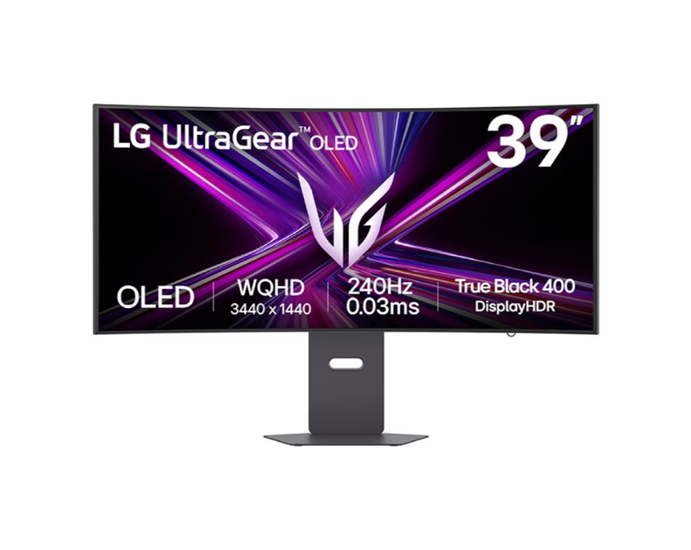 LG 39GX900A-B, 39", OLED UltraGear 21:9 Curved, 0.03 ms, WQHD (3440x1440), 240Hz, HDR 10, 1500000:1, 250 cd/m2, DCI-P3 98.5%, VRR, Free-sync, G-Sync, USB-C, PD 65W, HDMI, DP, PBP, Speakers 7Wx2, LG Switch, Height, Swivel, Tilt, Black