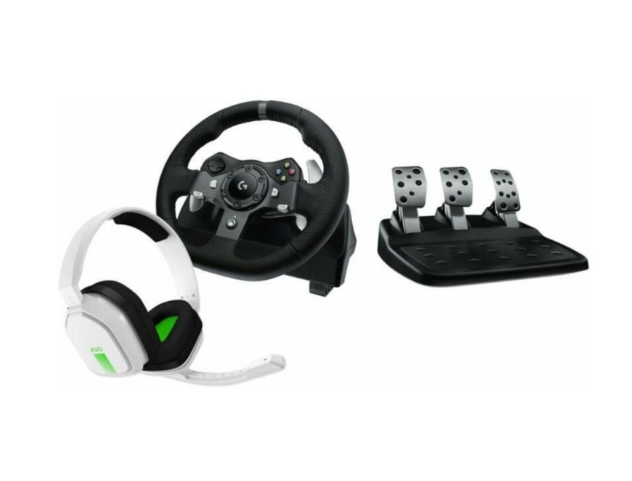 Logitech G920 Driving Force Racing Wheel - Black, Astro A10, PS5/PS4 - White